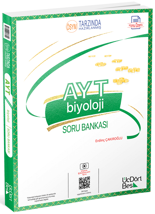 Üç Dört Beş 2024 YKS AYT Biyoloji Soru Bankası - Erdinç Çakıroğlu Üç Dört Beş Yayınları