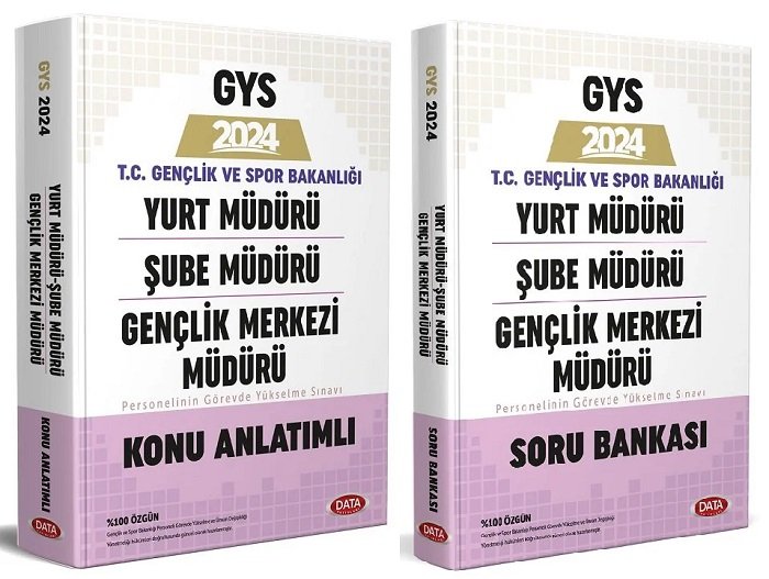 Data 2024 GYS Gençlik ve Spor Bakanlığı Yurt, Şube, Gençlik Merkezi Müdürü Konu + Soru Bankası 2 li Set Görevde Yükselme Data Yayınları