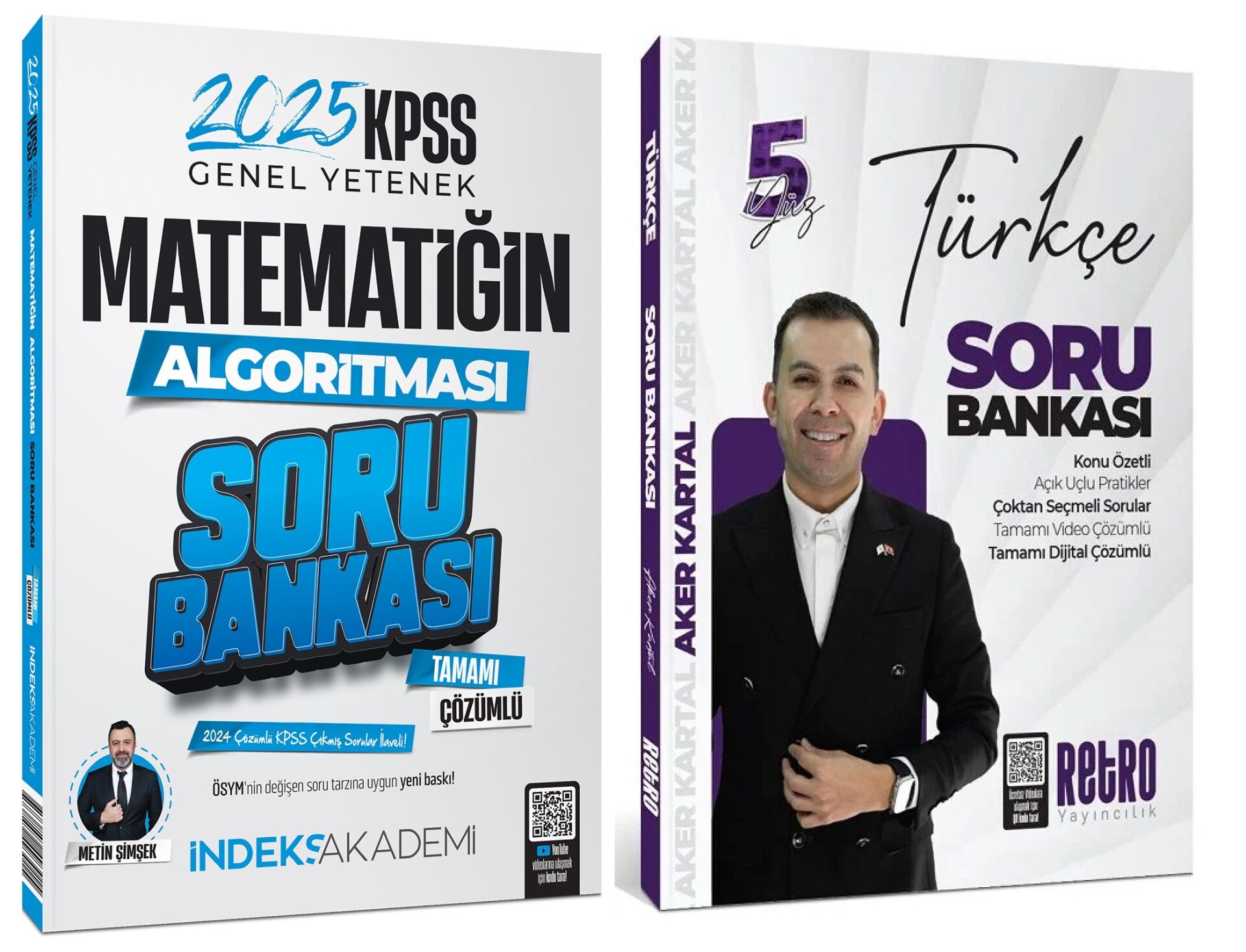 Retro + İndeks 2025 KPSS Türkçe+Matematik 5Yüz Soru Bankası 2 li Set - Aker Kartal Retro + İndeks Akademi Yayıncılık