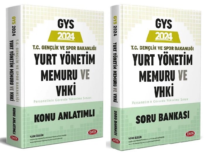 Data 2024 GYS Gençlik ve Spor Bakanlığı Yurt Yönetim Memuru ve VHKİ Konu + Soru Bankası 2 li Set Görevde Yükselme Data Yayınları