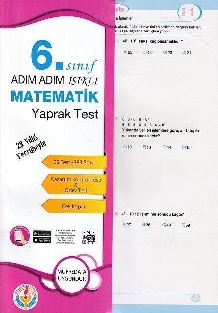 SÜPER FİYAT - Bilal Işıklı 6. Sınıf Matematik Yaprak Test Adım Adım Işıklı Bilal Işıklı Yayınları