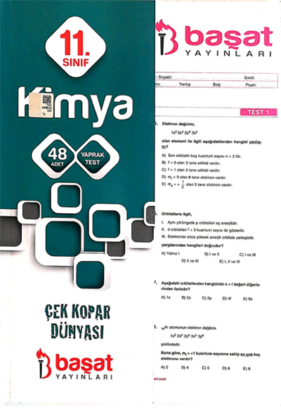 Başat 11. Sınıf Kimya 48 Yaprak Test Başat Yayınları