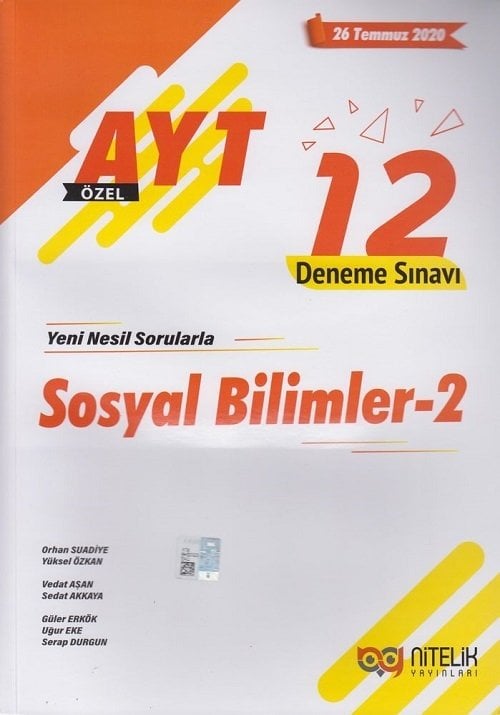 Nitelik YKS AYT Sosyal Bilimler-2 12 Deneme Nitelik Yayınları