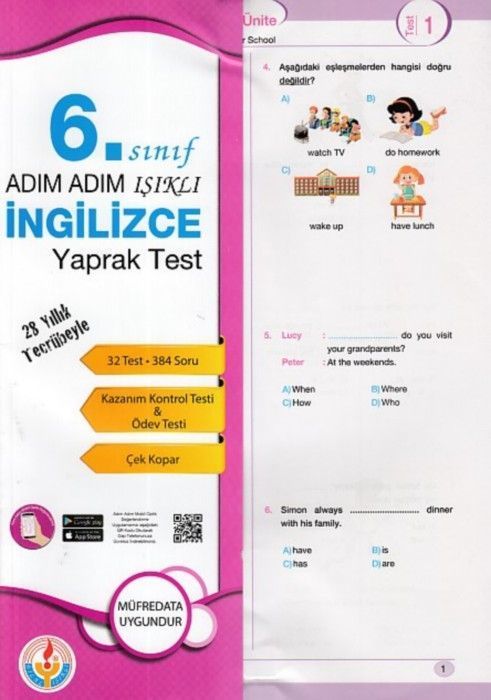 SÜPER FİYAT - Bilal Işıklı 6. Sınıf İngilizce Yaprak Test Adım Adım Işıklı Bilal Işıklı Yayınları