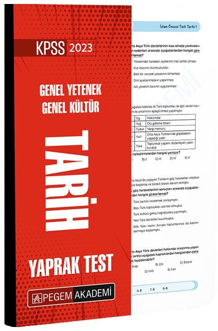 SÜPER FİYAT - Pegem 2023 KPSS Tarih Yaprak Test Pegem Akademi Yayınları