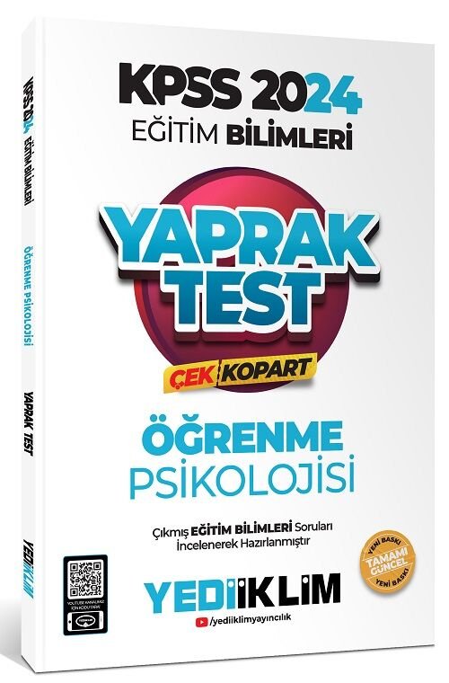 SÜPER FİYAT - Yediiklim 2024 KPSS Eğitim Bilimleri Öğrenme Psikolojisi Yaprak Test Çek Kopart Yediiklim Yayınları