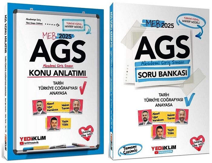 Yediiklim 2025 MEB-AGS Tarih, Türkiye Coğrafyası, Anayasa Konu Anlatımı + Soru Bankası 2 li Set - Ahmet Uğur Karakuza Yediiklim Yayınları