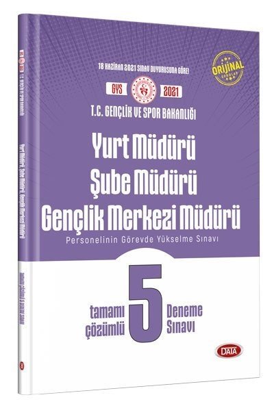 Data 2021 GYS Gençlik ve Spor Bakanlığı Yurt, Şube ve Gençlik Merkezi Müdürü 5 Deneme Çözümlü Görevde Yükselme Data Yayınları