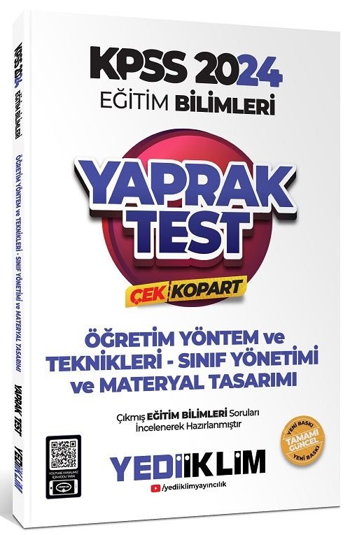 SÜPER FİYAT - Yediiklim 2024 KPSS Eğitim Bilimleri Öğretim Yöntem Teknikleri Yaprak Test Çek Kopart Yediiklim Yayınları