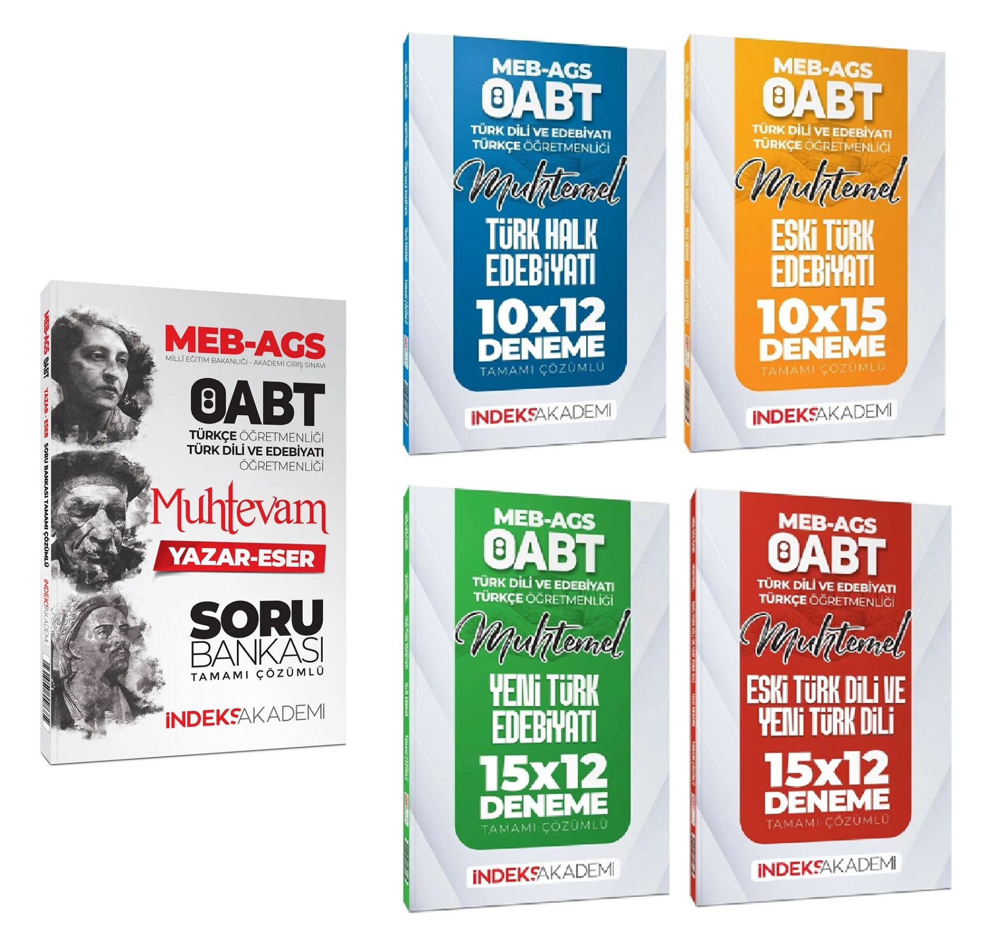 İndeks Akademi 2025 ÖABT MEB-AGS Türkçe-Türk Dili Edebiyatı Muhtevam Yazar Eser Soru Bankası + 51 Deneme 5 li Set İndeks Akademi Yayıncılık