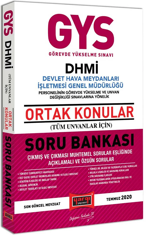 Yargı 2020 GYS DHMİ Devlet Hava Meydanları İşletmesi Genel Müdürlüğü Ortak Konular Soru Bankası Görevde Yükselme Yargı Yayınları