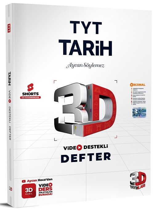 3D Yayınları YKS TYT Tarih Video Destekli Defter 3D Yayınları