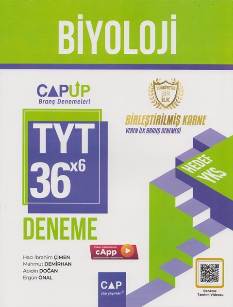 Çap Yayınları YKS TYT Biyoloji 36x6 UP Deneme Video Çözümlü Çap Yayınları