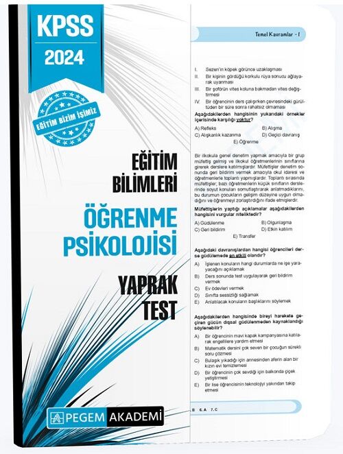 Pegem 2024 KPSS Eğitim Bilimleri Öğrenme Psikolojisi Yaprak Test Pegem Akademi Yayınları