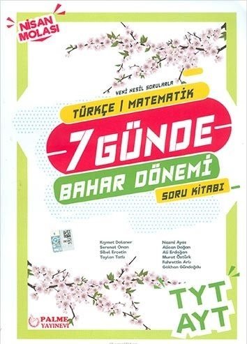 Palme YKS TYT AYT Türkçe Matematik 7 Günde Bahar Dönemi Soru Bankası Palme Yayınları