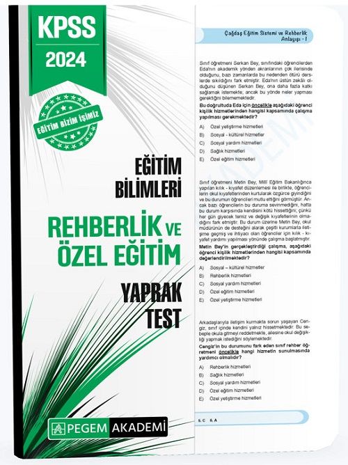 Pegem 2024 KPSS Eğitim Bilimleri Rehberlik ve Özel Eğitim Yaprak Test Pegem Akademi Yayınları