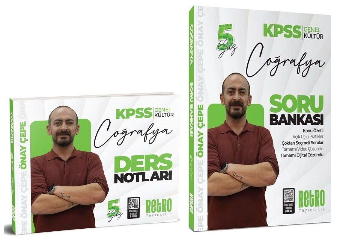 Retro 2025 KPSS Coğrafya 5Yüz Ders Notları + Soru Bankası 2 li Set - Önay Çepe Retro Yayıncılık