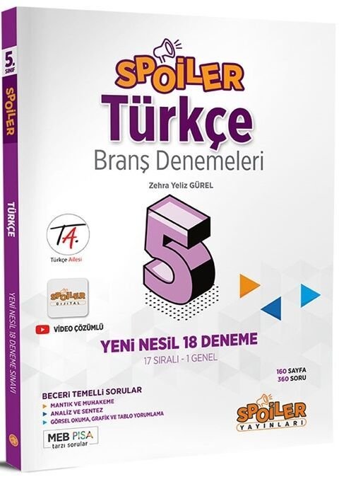 Spoiler 5. Sınıf Türkçe Spoiler 18 Deneme Spoiler Yayınları