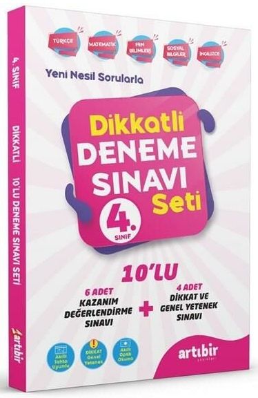 Artıbir 4. Sınıf Tüm Dersler Dikkatli Deneme Sınavı Seti Artıbir Yayınları