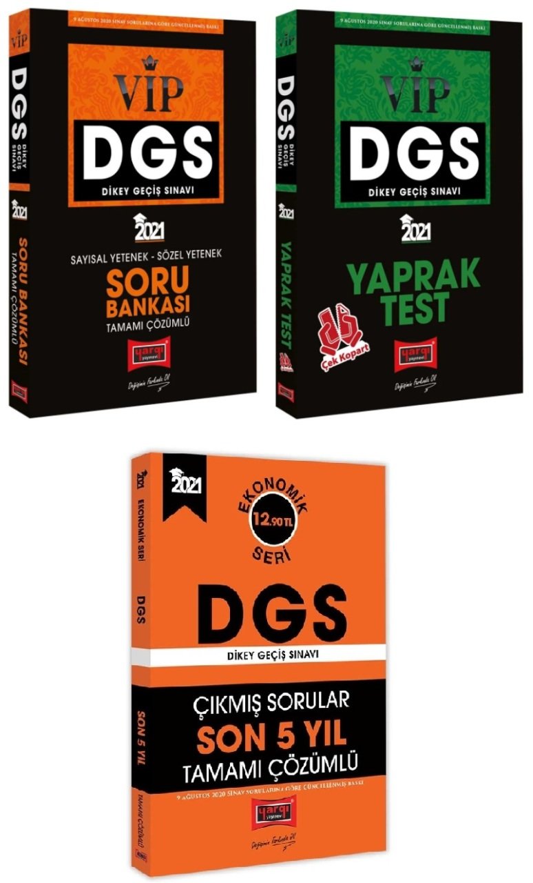 SÜPER FİYAT - Yargı 2021 DGS VIP Soru + Yaprak Test + Son 5 Çıkmış Soru 3 lü Set Yargı Yayınları