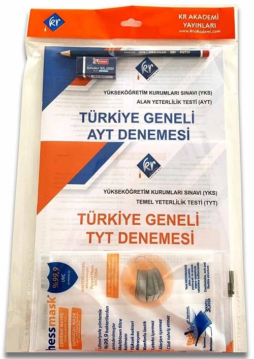 KR Akademi YKS TYT AYT Türkiye Geneli Deneme Seti (Optik, Kalem, Silgi, Maskeli Set) KR Akademi Yayınları