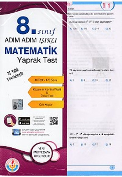 SÜPER FİYAT - Bilal Işıklı 8. Sınıf Matematik Yaprak Test Adım Adım Işıklı Bilal Işıklı Yayınları