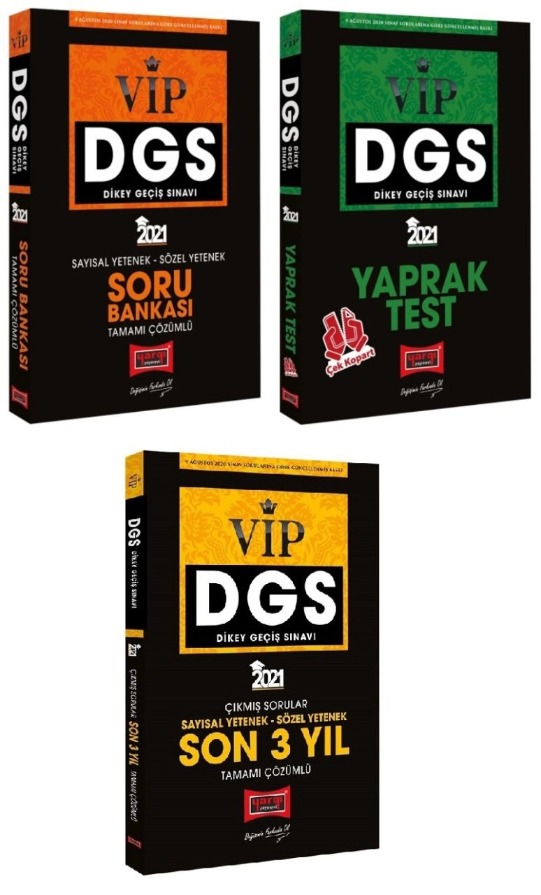 SÜPER FİYAT - Yargı 2021 DGS VIP Soru + Yaprak Test + Son 3 Çıkmış Soru 3 lü Set Yargı Yayınları