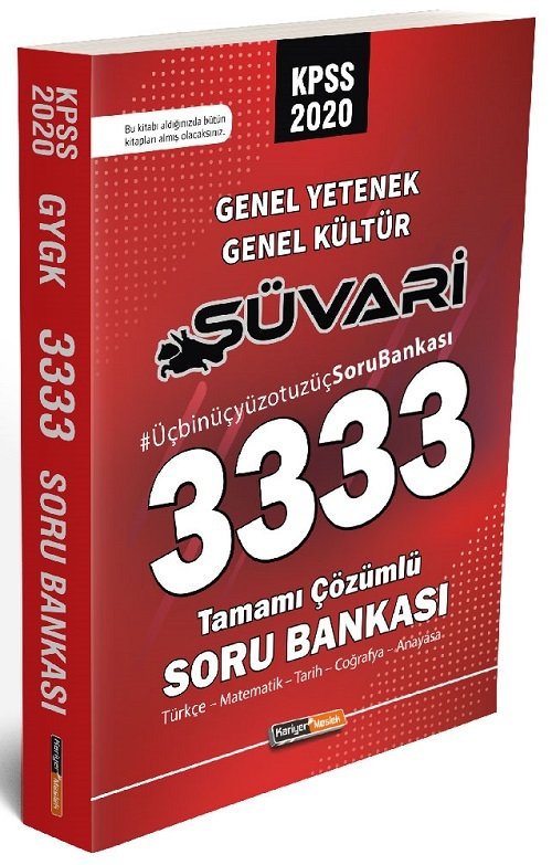 SÜPER FİYAT - Kariyer Meslek 2020 KPSS Genel Yetenek Genel Kültür Süvari 3333 Soru Bankası Çözümlü Kariyer Meslek Yayınları