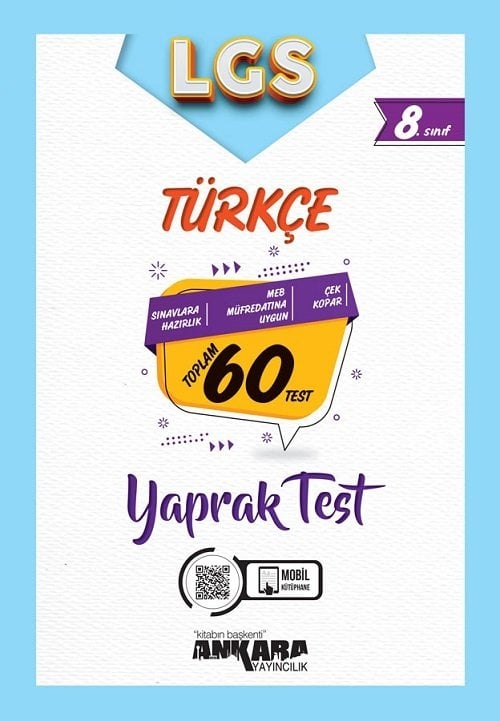 Ankara Yayıncılık 8. Sınıf LGS Türkçe 60 Yaprak Test Ankara Yayıncılık