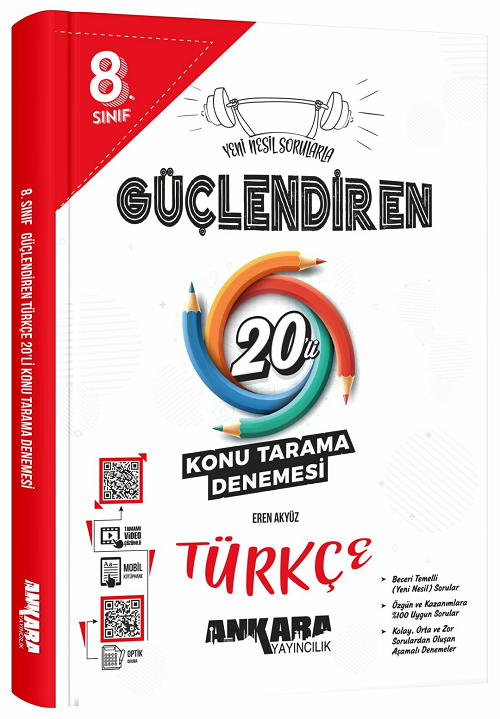 Ankara Yayıncılık 8. Sınıf Türkçe Güçlendiren 20 Konu Tarama Denemesi Ankara Yayıncılık