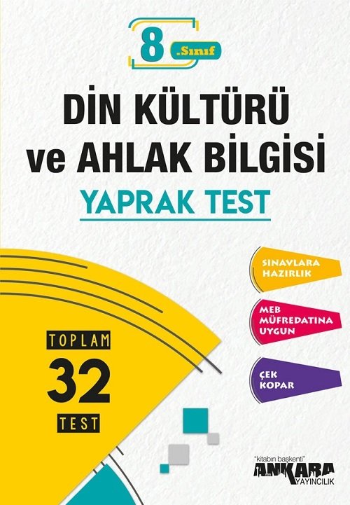 Ankara Yayıncılık 8. Sınıf LGS Din Kültürü ve Ahlak Bilgisi 32 Yaprak Test Ankara Yayıncılık