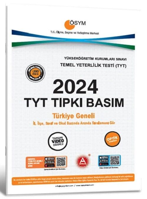 A Yayınları 2024 YKS TYT Tıpkı Basım Çıkmış Sorular A Yayınları