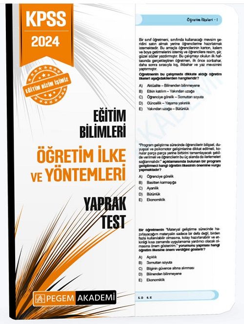 Pegem 2024 KPSS Eğitim Bilimleri Öğretim İlke ve Yöntemleri Yaprak Test Pegem Akademi Yayınları