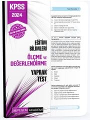 Pegem 2024 KPSS Eğitim Bilimleri Ölçme ve Değerlendirme Yaprak Test Pegem Akademi Yayınları