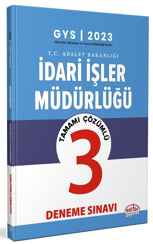 Editör 2023 GYS Adalet Bakanlığı İdari İşler Müdürlüğü 3 Deneme Çözümlü Görevde Yükselme Editör Yayınları