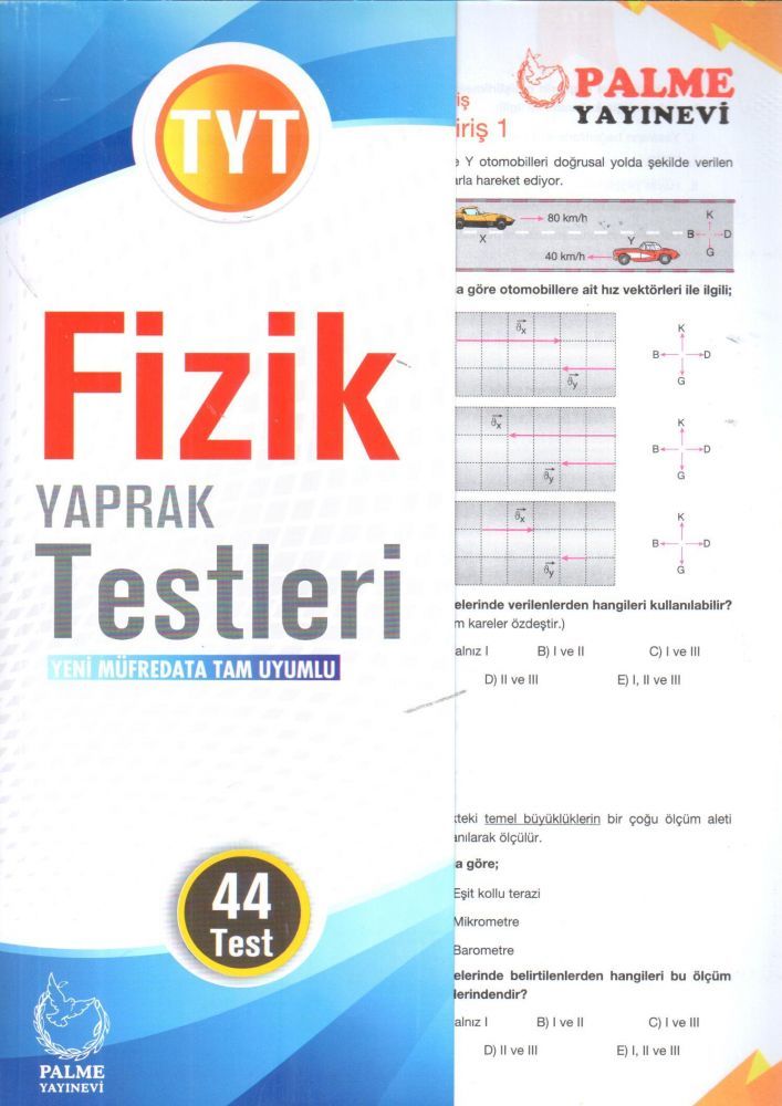 Palme YKS TYT Fizik Yaprak Testleri 44 Test Palme Yayınları