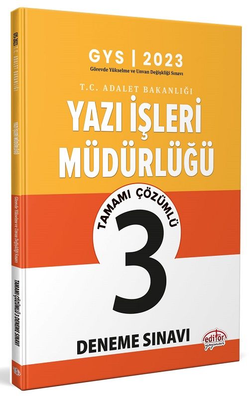 Editör 2023 GYS Adalet Bakanlığı Yazı İşleri Müdürlüğü 3 Deneme Çözümlü Görevde Yükselme Editör Yayınları