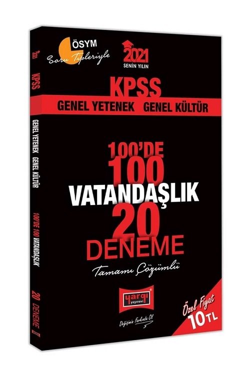 Yargı 2021 KPSS Vatandaşlık 100 de 100 20 Deneme Çözümlü Yargı Yayınları