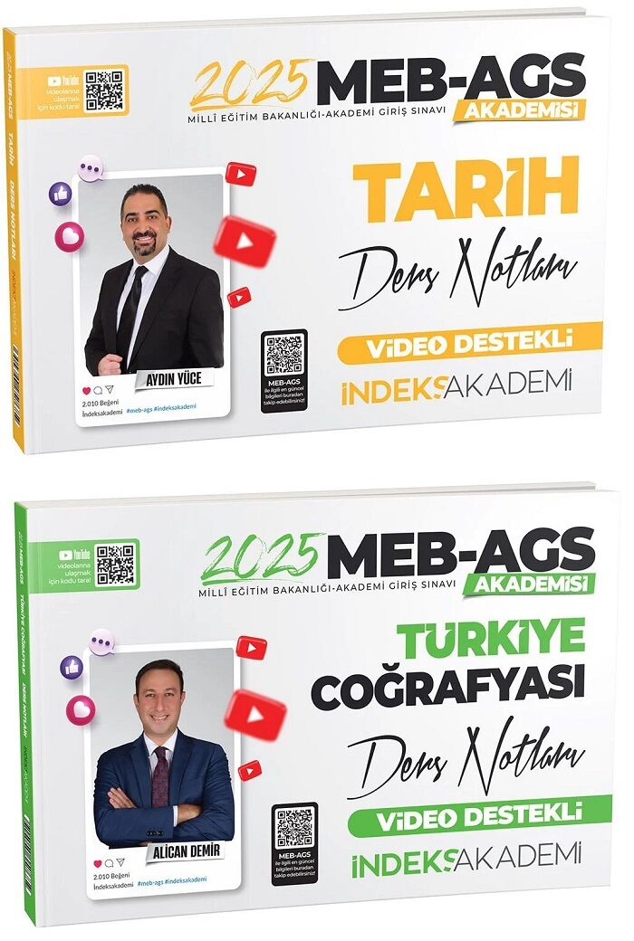 ÖN SİPARİŞ - İndeks Akademi 2025 MEB-AGS Akademisi Tarih+Türkiye Coğrafyası Ders Notları 2 li Set - Aydın Yüce, Alican Demir İndeks Akademi Yayıncılık