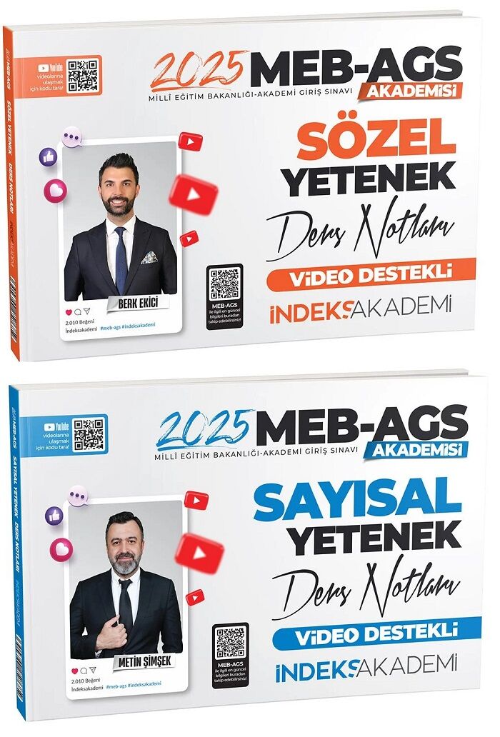 ÖN SİPARİŞ - İndeks Akademi 2025 MEB-AGS Akademisi Sözel+Sayısal Yetenek Ders Notları 2 li Set - Berk Ekici, Metin Şimşek İndeks Akademi Yayıncılık