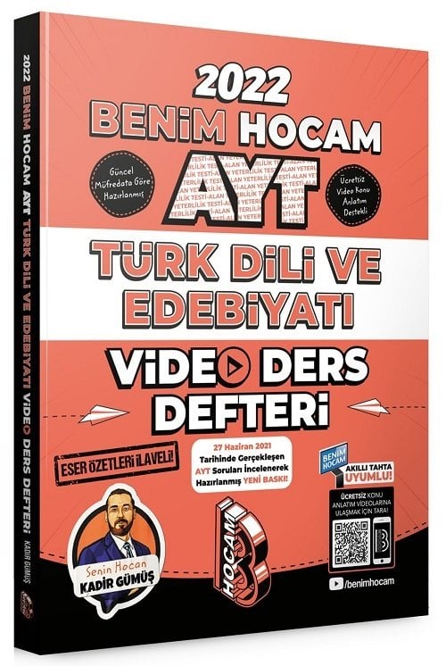 Benim Hocam 2022 YKS AYT Türk Dili ve Edebiyatı Video Ders Defteri - Kadir Gümüş Benim Hocam Yayınları