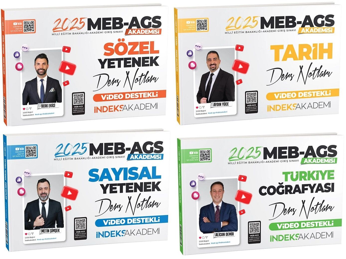 İndeks Akademi 2025 MEB-AGS Akademisi Sözel+Sayısal Yetenek+Tarih+Türkiye Coğrafyası Ders Notları 4 lü Set İndeks Akademi Yayıncılık