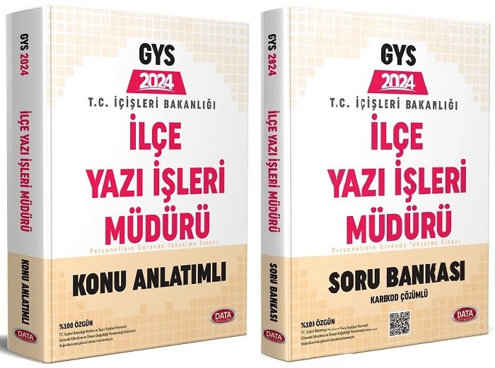 Data 2024 GYS İçişleri Bakanlığı İlçe Yazı İşleri Müdürü Konu + Soru Bankası 2 li Set Görevde Yükselme Data Yayınları