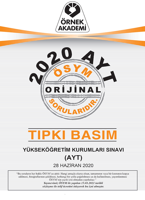 Örnek Akademi YKS AYT 2020 Tıpkı Basım Örnek Akademi Yayınları