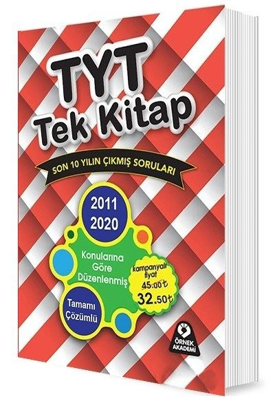 SÜPER FİYAT - Örnek Akademi YKS TYT Tek Kitap Son 10 Yıl Çıkmış Sorular Örnek Akademi Yayınları