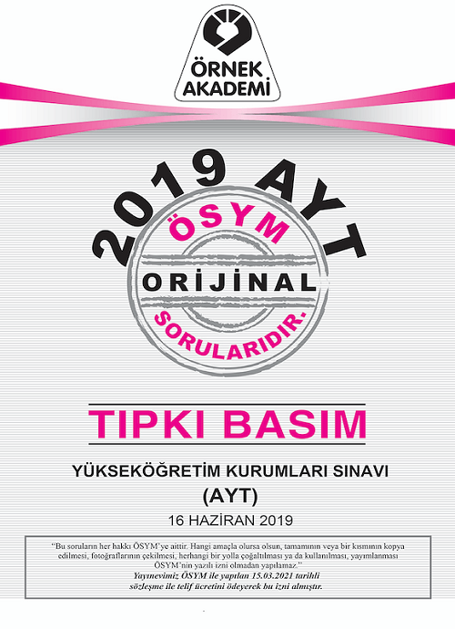 Örnek Akademi YKS AYT 2019 Tıpkı Basım Örnek Akademi Yayınları