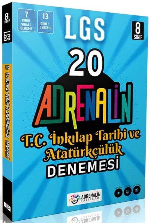 Adrenalin 8. Sınıf LGS TC İnkılap Tarihi ve Atatürkçülük 20 Deneme Adrenalin Yayınları