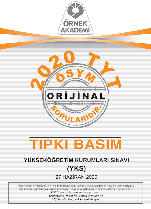 Örnek Akademi YKS TYT 2020 Tıpkı Basım Örnek Akademi Yayınları