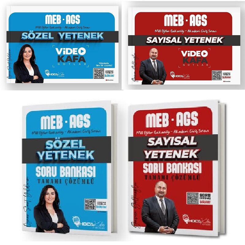 Hoca Kafası 2025 MEB-AGS Sözel + Sayısal Yetenek Video Kafa Notlar + Soru Bankası 4 lü Set - Öznur Saat Yıldırım Hoca Kafası Yayınları