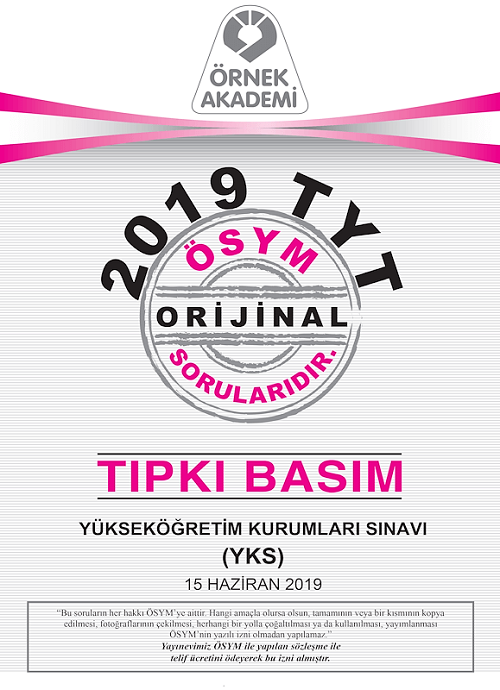 Örnek Akademi YKS TYT 2019 Tıpkı Basım Örnek Akademi Yayınları